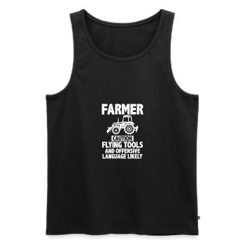 Farmer Vorsicht, fliegende Werkzeuge und beleidige - Männer Premium Bio Tank Top - Schwarz - Vorne - Michal (187cm)