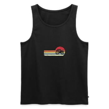 Sonne und Retro-Linien - Traktor - - Männer Premium Bio Tank Top - Schwarz - Vorne - Michal (187cm)