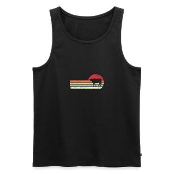 Sonne und Retro-Linien - Kuh - - Männer Premium Bio Tank Top - Schwarz - Vorne - Michal (187cm)