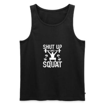 Halt die Klappe und geh in die Hocke - - Männer Premium Bio Tank Top - Schwarz - Vorne - AI Model Male 178 light (178cm)