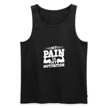 Mein Schmerz ist meine Motivation - - Männer Premium Bio Tank Top - Schwarz - Vorne - Michal (187cm)