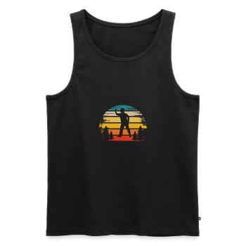 Retro Sun - Joueur de fléchettes - - Débardeur bio Premium Homme - noir - Devant - Michal (187cm)