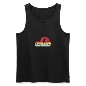 Retro Linien - Herzschlag - Dart Spieler - - Männer Premium Bio Tank Top - Schwarz - Vorne - Michal (187cm)