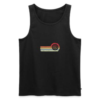 Retro Linien - Kreis - Dartscheibe - - Männer Premium Bio Tank Top - Schwarz - Vorne - Michal (187cm)