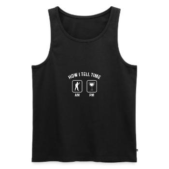 Wie ich die Zeit sage 1 - Dartspieler - - Männer Premium Bio Tank Top - Schwarz - Vorne - Michal (187cm)