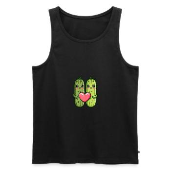 Gurke Paar Liebe Herz Valentinstag - Männer Premium Bio Tank Top - Schwarz - Vorne - Michal (187cm)