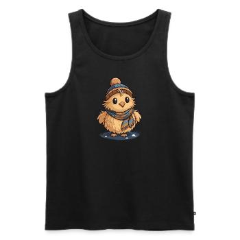 Cute duckling with scarf and bobble hat. - Men's Premium Organic Tank Top - black - Front - Michal (187cm)