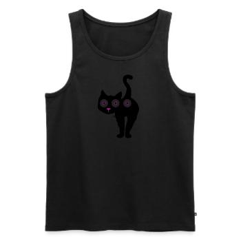 Chat à trois yeux ou ... - Débardeur bio Premium Homme - noir - Devant - AI Model Male 178 light (178cm)