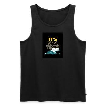 C’EST L’HEURE DE LA MER! - Débardeur bio Premium Homme - noir - Devant - AI Model Male 178 light (178cm)