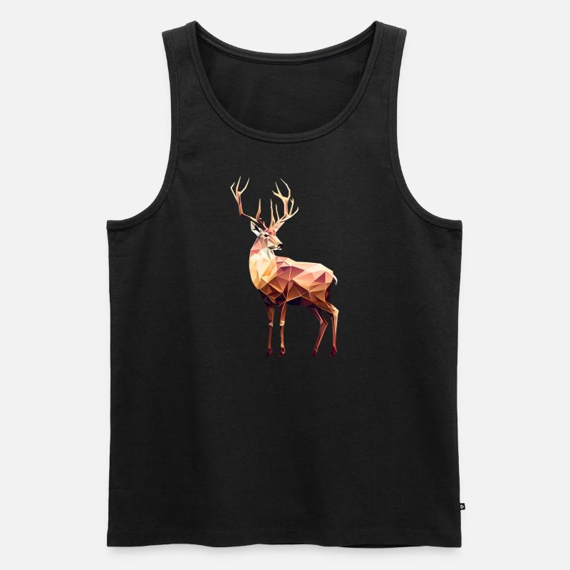 Low Poly Hirsch - Männer Premium Bio Tank Top - Schwarz