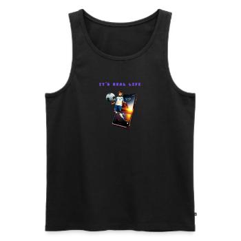 Fussballer im Handy - Its real life - Männer Premium Bio Tank Top - Schwarz - Vorne - Michal (187cm)