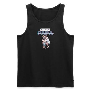 Super Papa Umarmung mit Sohn - große Liebe - Männer Premium Bio Tank Top - Schwarz - Vorne - AI Model Male 178 light (178cm)