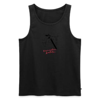 5 Minuten Später...Schminken - Männer Premium Bio Tank Top - Schwarz - Vorne - AI Model Male 178 light (178cm)