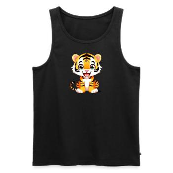 Tiger - Männer Premium Bio Tank Top - Schwarz - Vorne - Michal (187cm)