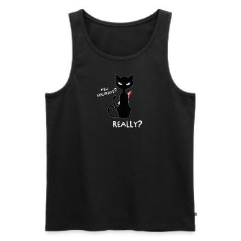 Neue Freundin? - Lustiges Katzen Shirt Design - Männer Premium Bio Tank Top - Schwarz - Vorne - AI Model Male 178 light (178cm)