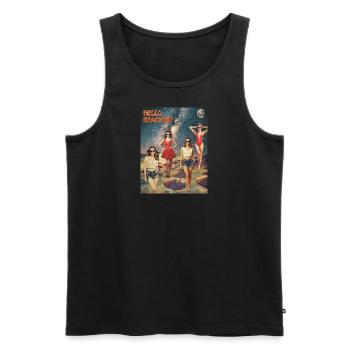 Hello Beaches Retro Poster - Men's Premium Organic Tank Top - black - Front - AI Model Male 178 light (178cm)