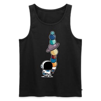 Astronaut mit Sonnensystem Planeten Eis Astronomie - Männer Premium Bio Tank Top - Schwarz - Vorne - Michal (187cm)