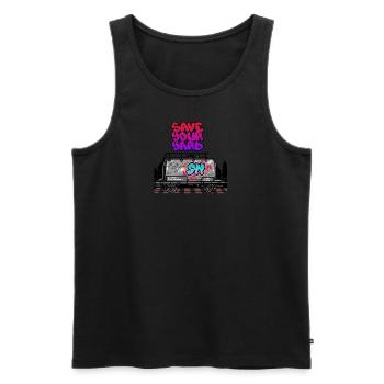 Rette den Bahnhof... - Männer Premium Bio Tank Top - Schwarz - Vorne - AI Model Male 178 light (178cm)