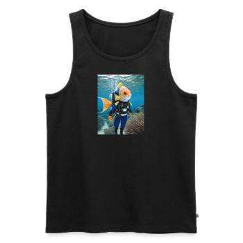 Fisch im Taucheranzug 1 - Männer Premium Bio Tank Top - Schwarz - Vorne - AI Model Male 178 light (178cm)
