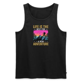 Das Leben ist das Beste für ein neues Abenteuer - Männer Premium Bio Tank Top - Schwarz - Vorne - AI Model Male 178 light (178cm)