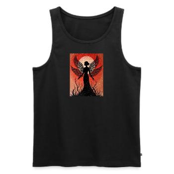 Silhouette of a fairy in front of red sky with moon - Men's Premium Organic Tank Top - black - Front - Michal (187cm)