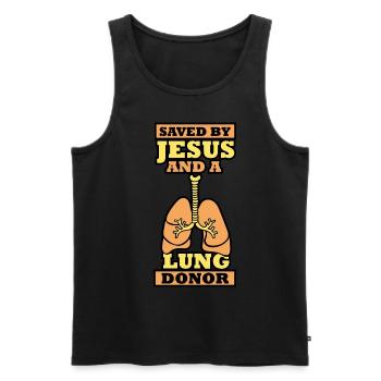 Saved by Jesus and a Lung donor - Männer Premium Bio Tank Top - Schwarz - Vorne - Michal (187cm)
