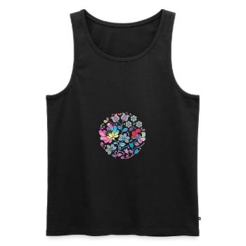 Fleurs hongroises, fleurs, fleurs colorées, vrilles, fleur - Débardeur bio Premium Homme - noir - Devant - AI Model Male 178 light (178cm)