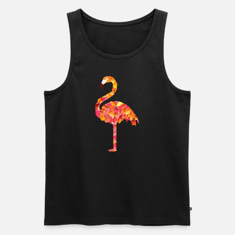Flamingo aus Herbstblättern - Männer Premium Bio Tank Top - Schwarz