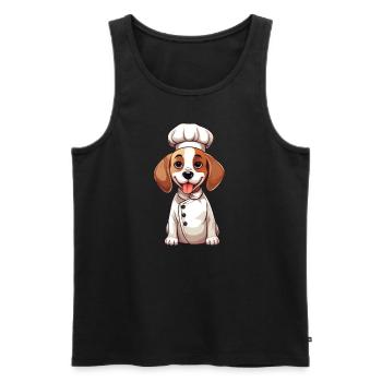 Conception de bande dessinée mignonne Beagle Chef - Débardeur bio Premium Homme - noir - Devant - AI Model Male 178 light (178cm)