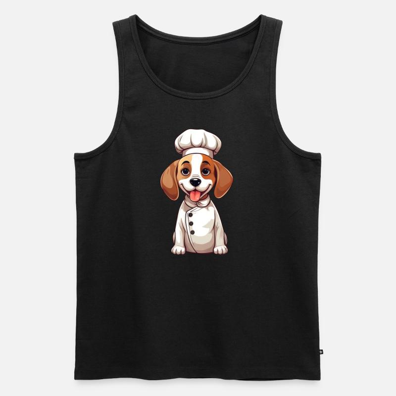 Cute Beagle Chef Comic Design - Men's Premium Organic Tank Top - black