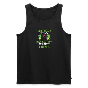 Tyrannosaurus Rex Therapie Geschenk Dino T Rex - Männer Premium Bio Tank Top - Schwarz - Vorne - Michal (187cm)