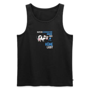 Junge Bauernhof Tier Jungen Bauer Geschenk Kuh - Männer Premium Bio Tank Top - Schwarz - Vorne - Michal (187cm)
