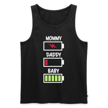 Batterie maman papa bébé - Débardeur bio Premium Homme - noir - Devant - Michal (187cm)