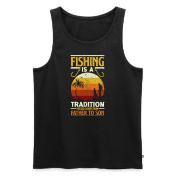 Fishing Dad Father and Son Ocean Father's Day - Männer Premium Bio Tank Top - Schwarz - Vorne - Michal (187cm)