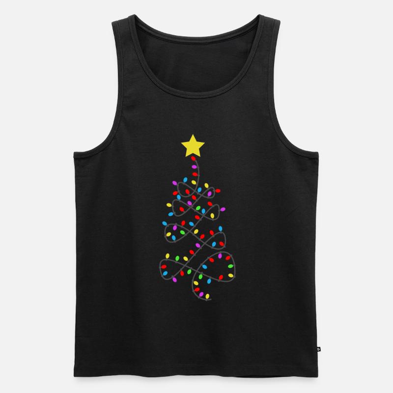 Lustiger Weihnachtsbaum Lichterkette Advent - Männer Premium Bio Tank Top - Schwarz