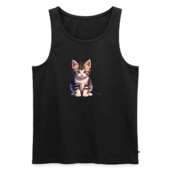Katze - Männer Premium Bio Tank Top - Schwarz - Vorne - Michal (187cm)