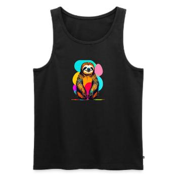 Faultier - Männer Premium Bio Tank Top - Schwarz - Vorne - AI Model Male 178 light (178cm)