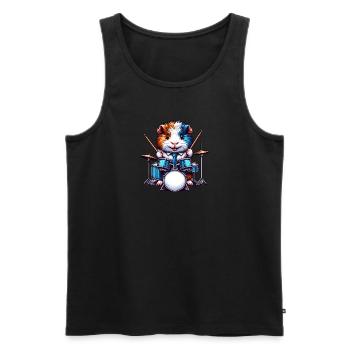 Cool guinea pig drummer - Men's Premium Organic Tank Top - black - Front - Michal (187cm)