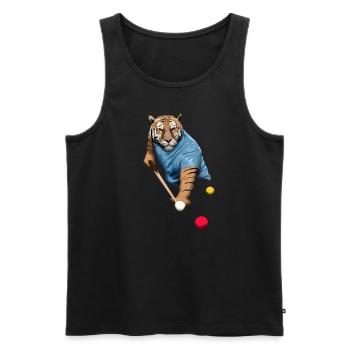 CAT PLAYING SNOOKER, BILLIARDS, POOL SNOOKER TIGER - Men's Premium Organic Tank Top - black - Front - AI Model Male 178 light (178cm)