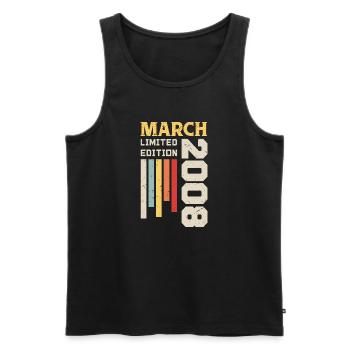 March 2008 - Birthday Gift March 2008 March - Men's Premium Organic Tank Top - black - Front - AI Model Male 178 light (178cm)