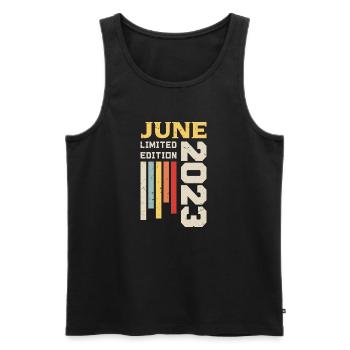 Juni 2023 - Geburtstagsgeschenk Juni 2023 Juni - Männer Premium Bio Tank Top - Schwarz - Vorne - Michal (187cm)