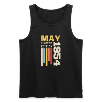 May 1954 - Birthday gift born in May 1954 May - Men's Premium Organic Tank Top - black - Front - AI Model Male 178 light (178cm)