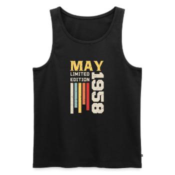 May 1958 - Birthday gift born in May 1958 May - Men's Premium Organic Tank Top - black - Front - AI Model Male 178 light (178cm)