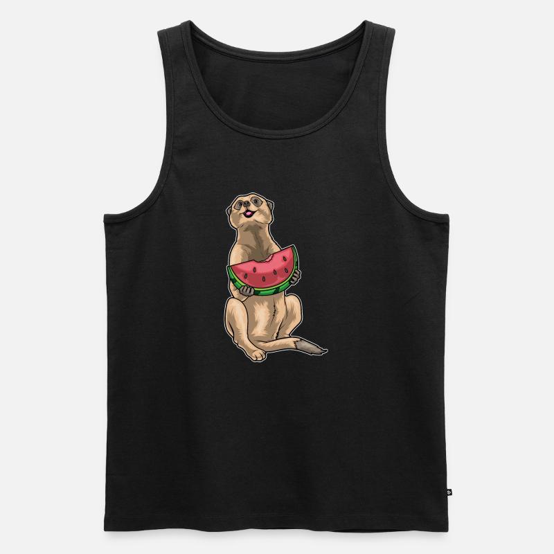 Erdmännchen Wassermelone - Männer Premium Bio Tank Top - Schwarz