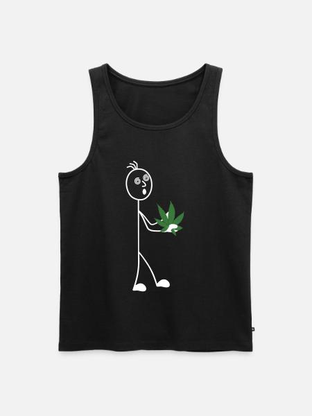 Stick figure with leaf in hand - Men's Premium Organic Tank Top - black