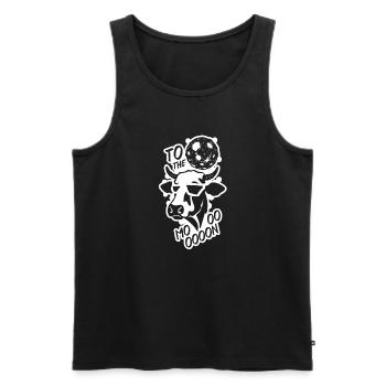 Lustige Weltraumkuh zum Mond - Männer Premium Bio Tank Top - Schwarz - Vorne - AI Model Male 178 light (178cm)