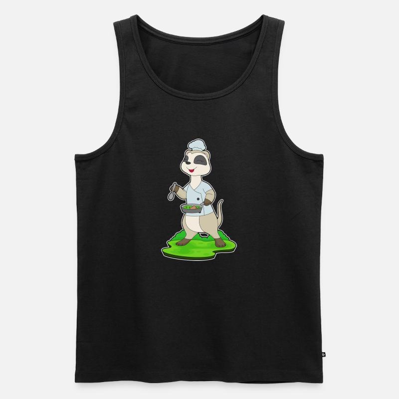 Erdmännchen Koch Pfanne Kochen - Männer Premium Bio Tank Top - Schwarz