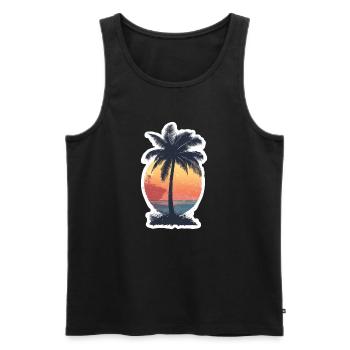 Palm tree - Men's Premium Organic Tank Top - black - Front - Michal (187cm)
