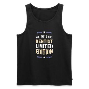 Le dentiste unique en édition limitée - Débardeur bio Premium Homme - noir - Devant - AI Model Male 178 light (178cm)