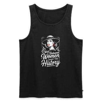 Les femmes bien élevées écrivent l'histoire - Débardeur bio Premium Homme - noir - Devant - Michal (187cm)